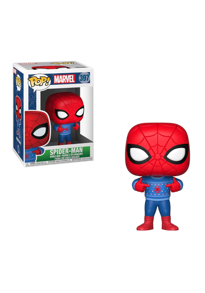 Funko Pop Marvel: Holiday - Spider-Man with Ugly Sweater Collectible Figure, Multicolor FUNKO