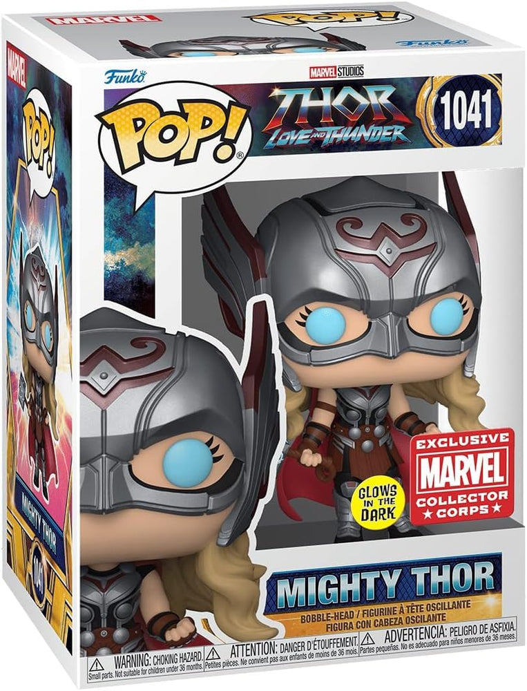 Funko Pop! #1041 Thor Love and Thunder Mighty Thor GITD Marvel Collector Corps, Damaged Box FUNKO