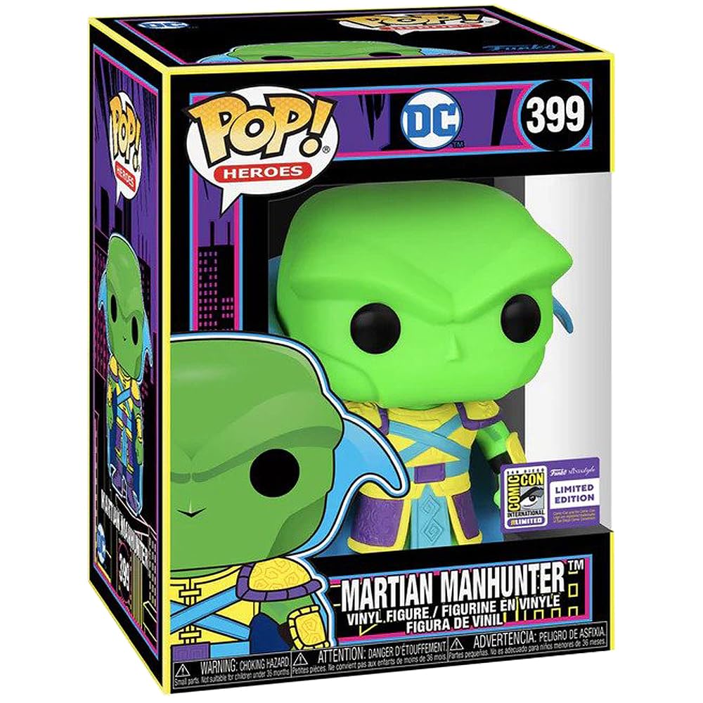Funko Pop Asia SDCC Stickered Martian Manhunter Black Light Exclusive FUNKO