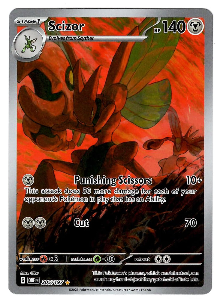 Pokemon - Scizor 205/197 - Obsidian Flames - Illustration Rare - Holo Foil Full Art Pokémon
