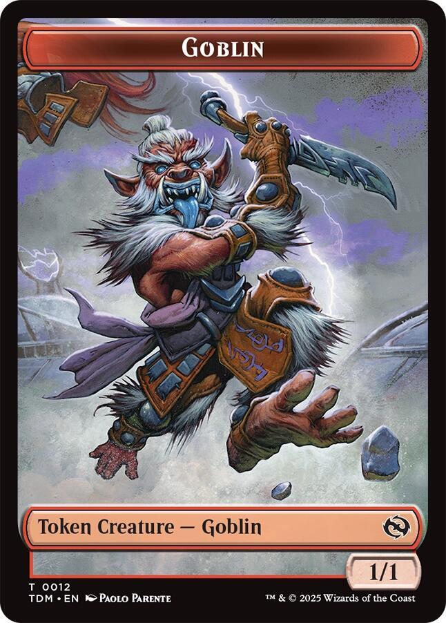 Dog // Goblin Double-Sided Token [Tarkir: Dragonstorm Commander Tokens] Magic: The Gathering