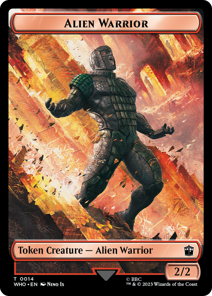 Alien Rhino // Alien Warrior Double-Sided Token [Doctor Who Tokens] Magic: The Gathering