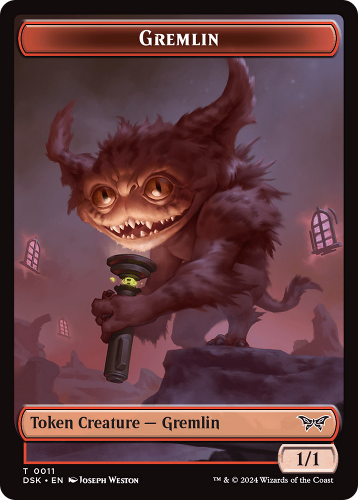 Emblem - Kaito, Bane of Nightmares // Gremlin Double-Sided Token [Duskmourn: House of Horror Tokens] Magic: The Gathering