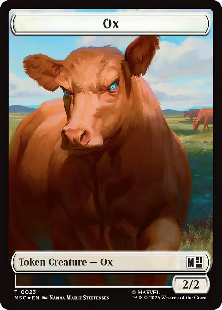 Ox (023) // Construct (030) Double-Sided Token (Surge Foil) [Marvel Super Heroes Commander Tokens] Magic: The Gathering