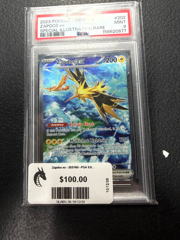 Zapdos ex - 202/165 - PSA 9.0 MINT -  (Special Illustration Rare) Pokemon