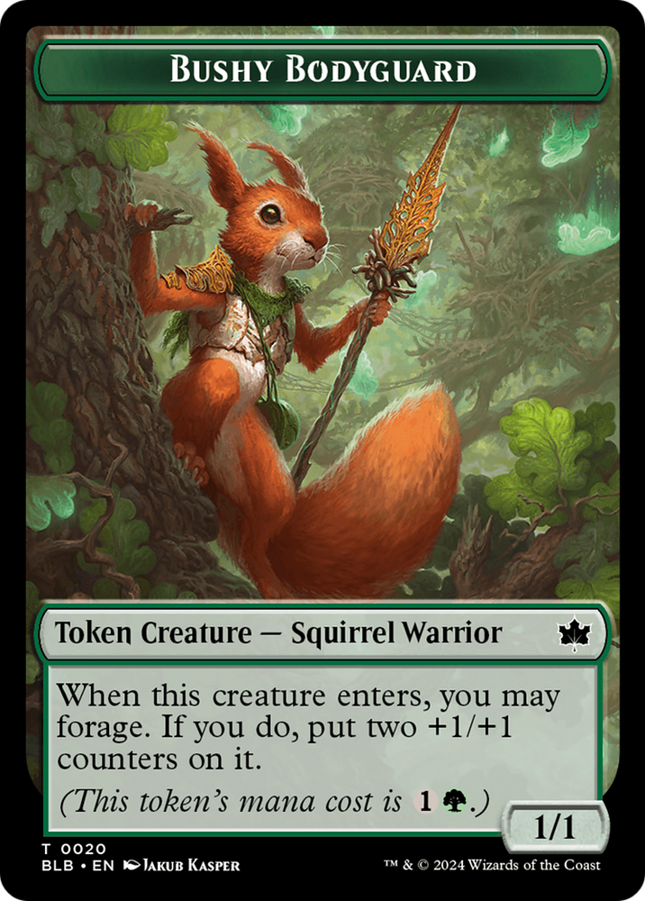 Emblem - Ral, Crackling Wit // Bushy Bodyguard Double-Sided Token [Bloomburrow Tokens] Magic: The Gathering