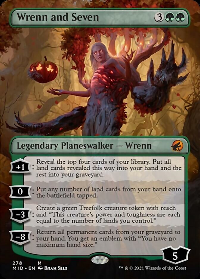 Wrenn and Seven (Borderless) [Innistrad: Midnight Hunt] Magic: The Gathering