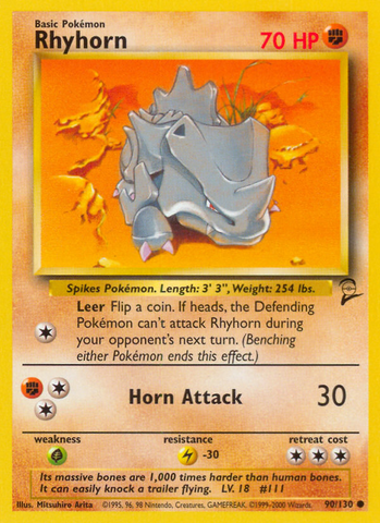 Rhyhorn (90/130) [Base Set 2] Pokémon