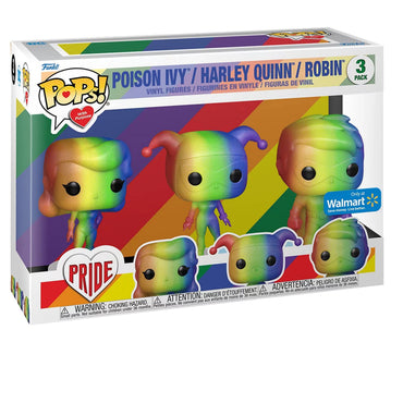 Funko DC Heroes Poison Ivy, Harley Quinn and Robin Rainbow 3-Pack Pride Pop! Vinyl Collectible Toy Figure Set - Limited Edition Exclusive FUNKO