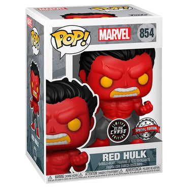 Funko POP! Marvel: Red Hulk Vinyl Figure – Special Edition Exclusive #854 Mulitcolor (Chase - Glow) FUNKO