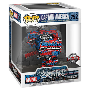 Funko Pop! Deluxe: Marvel - Captain America, Special Edition Multicolo Street Art Gaffiti Collection #752 FUNKO