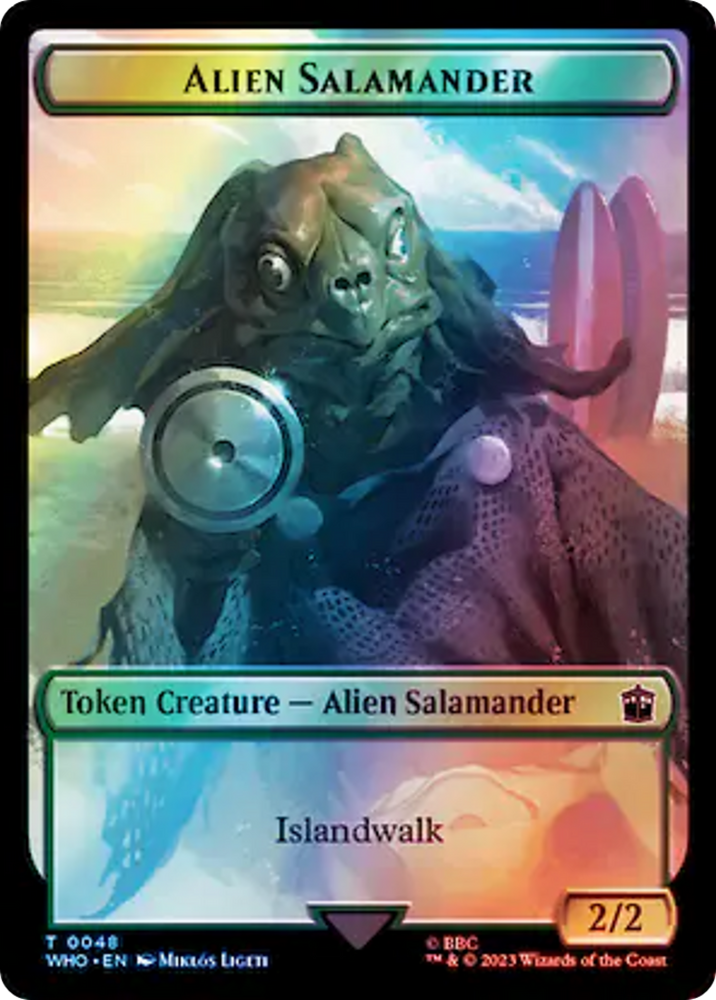 Fish // Alien Salamander Double-Sided Token (Surge Foil) [Doctor Who Tokens] Magic: The Gathering