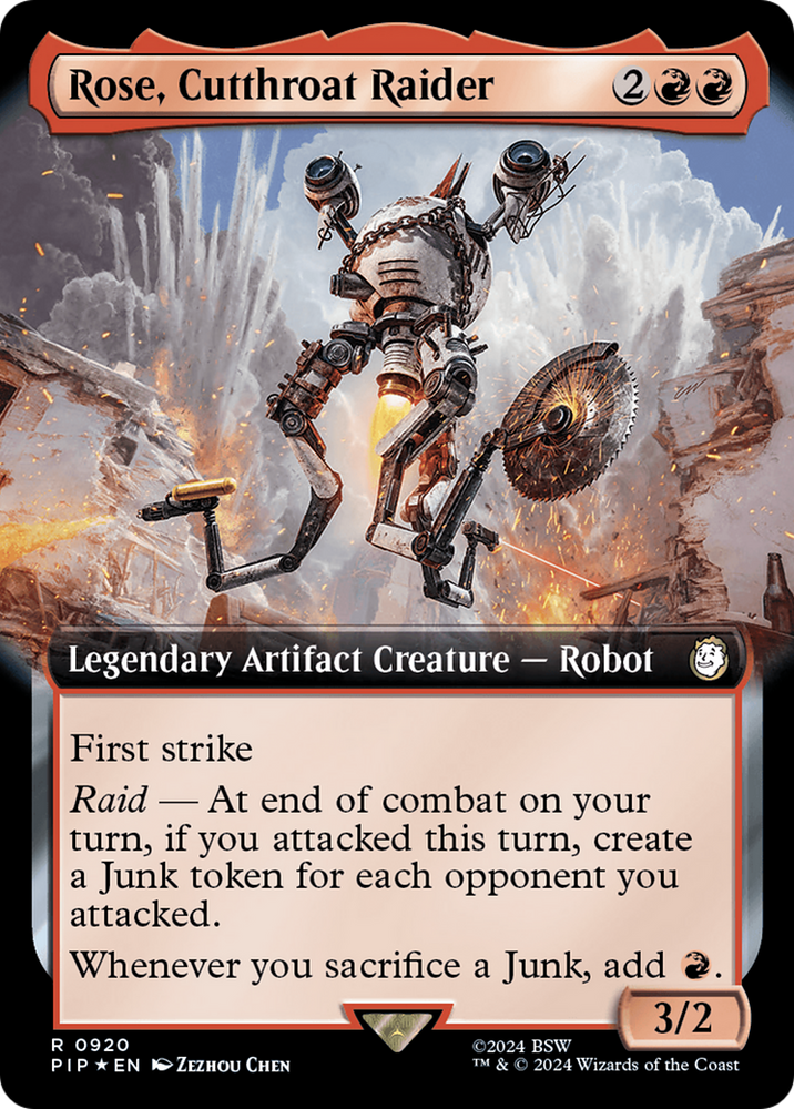 Rose, Cutthroat Raider (Extended Art) (Surge Foil) [Fallout] Magic: The Gathering