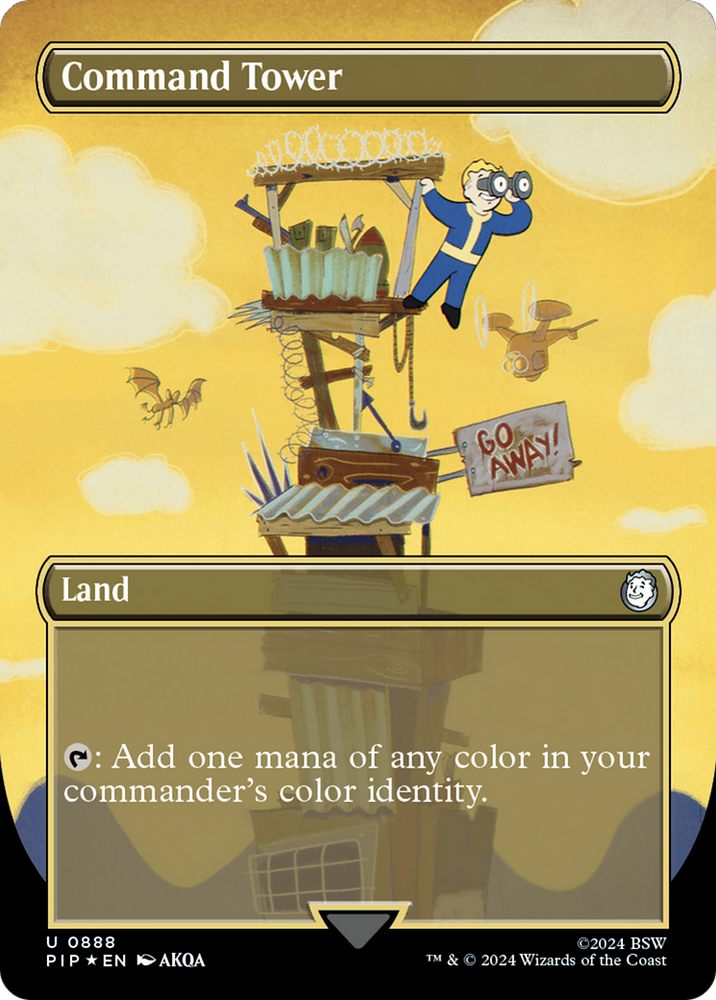 Command Tower (Borderless) (Surge Foil) [Fallout] Magic: The Gathering