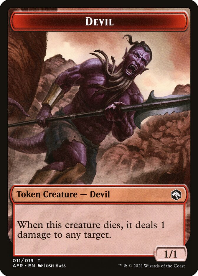 Devil // Ellywick Tumblestrum Emblem Double-Sided Token [Dungeons & Dragons: Adventures in the Forgotten Realms Tokens] Magic: The Gathering