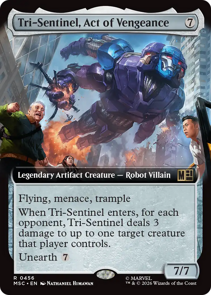 Tri-Sentinel, Act of Vengeance (Extended Art) [Marvel Super Heroes Commander] Magic: The Gathering