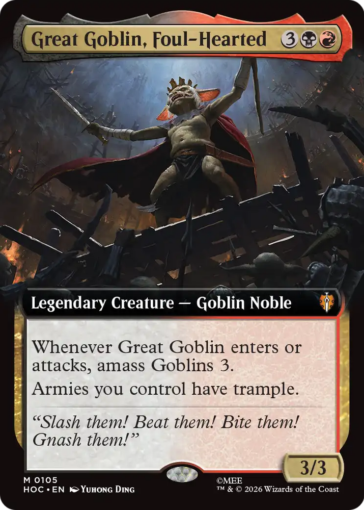 Great Goblin, Foul-Hearted (Extended Art) [The Hobbit: Eternal-Legal] Magic: The Gathering