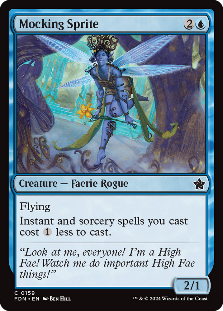 Mocking Sprite [Foundations] Magic: The Gathering