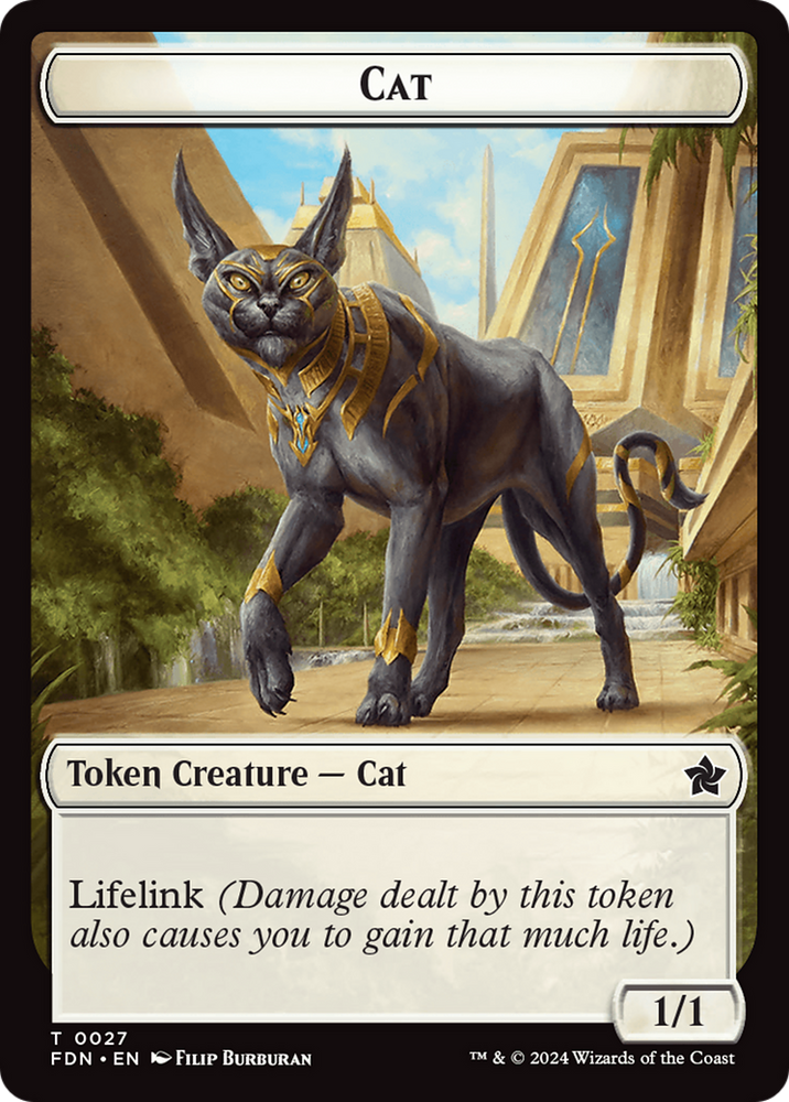 Cat (0027) // Phyrexian Goblin Double-Sided Token [Foundations Tokens] Magic: The Gathering