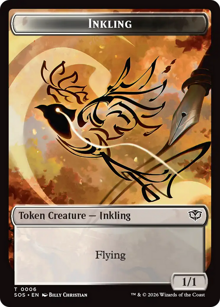 Fractal (0004) // Inkling (006) Double-Sided Token [Secrets of Strixhaven Tokens] Magic: The Gathering