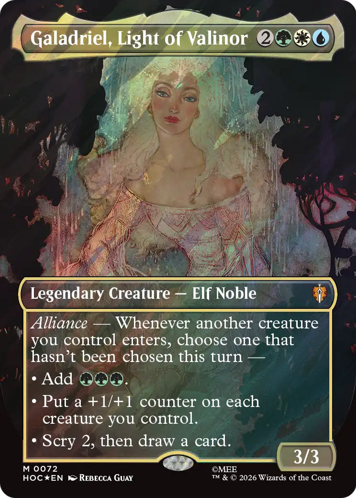 Galadriel, Light of Valinor (Borderless) (Surge Foil) [The Hobbit: Eternal-Legal] Magic: The Gathering