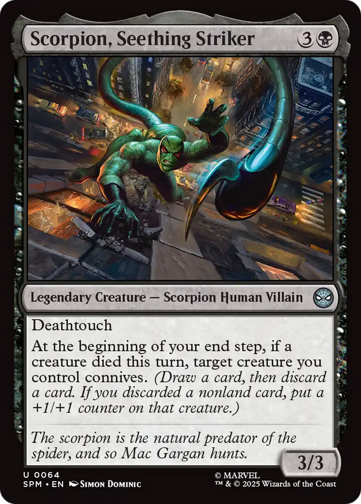 Scorpion, Seething Striker [Marvel's Spider-Man] Magic: The Gathering