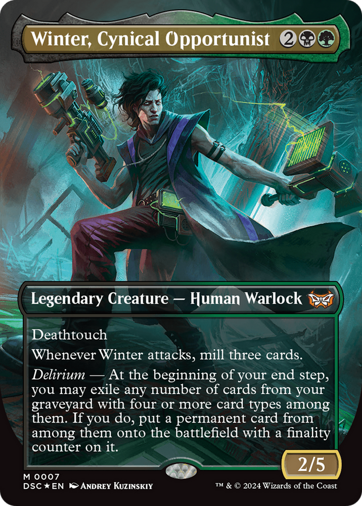 Winter, Cynical Opportunist (Borderless) [Duskmourn: House of Horror Commander] Magic: The Gathering