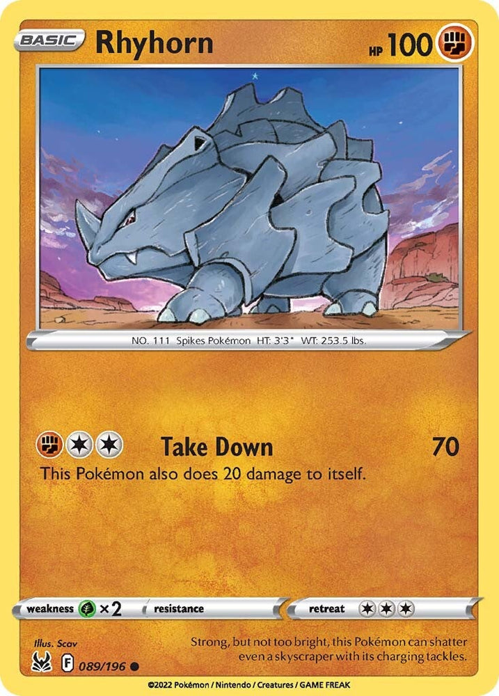 Rhyhorn (089/196) [Sword & Shield: Lost Origin] Pokémon