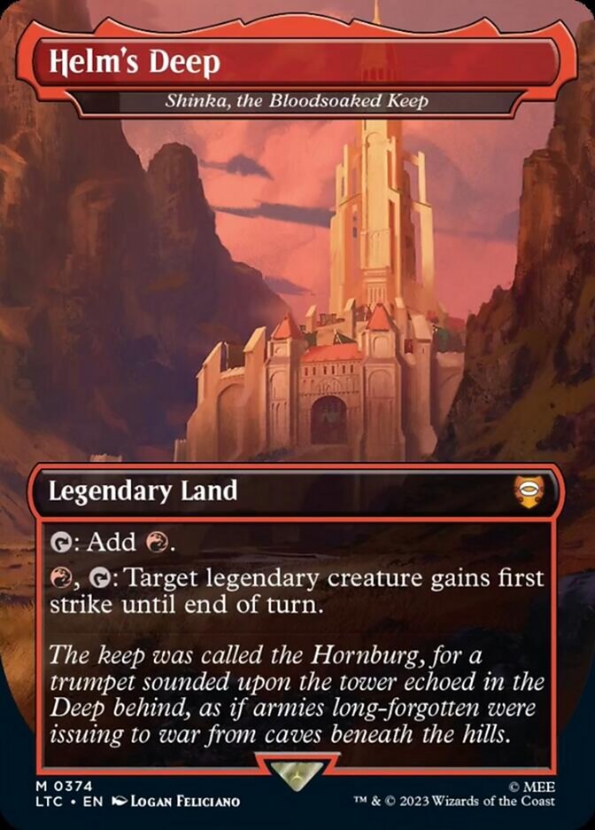 Helm's Deep - Shinka, the Bloodsoaked Keep (Borderless) [The Lord of the Rings: Tales of Middle-Earth Commander] Magic: The Gathering
