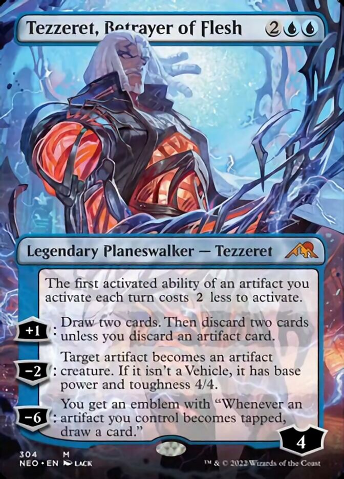 Tezzeret, Betrayer of Flesh (Borderless) [Kamigawa: Neon Dynasty] Magic: The Gathering