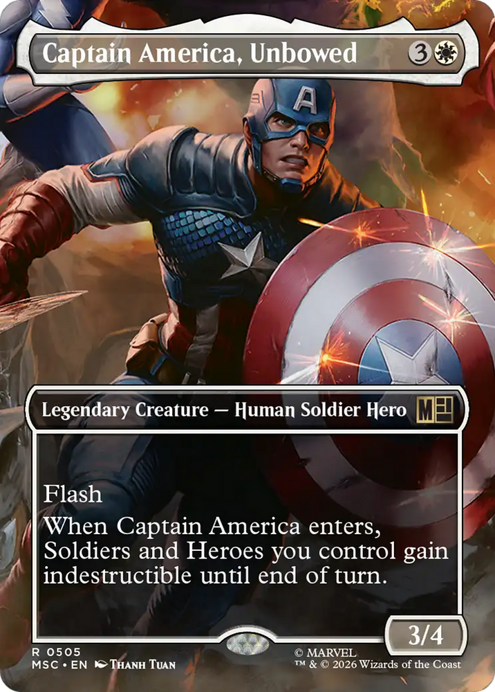 Captain America, Unbowed (Borderless) [Marvel Super Heroes Commander] Magic: The Gathering