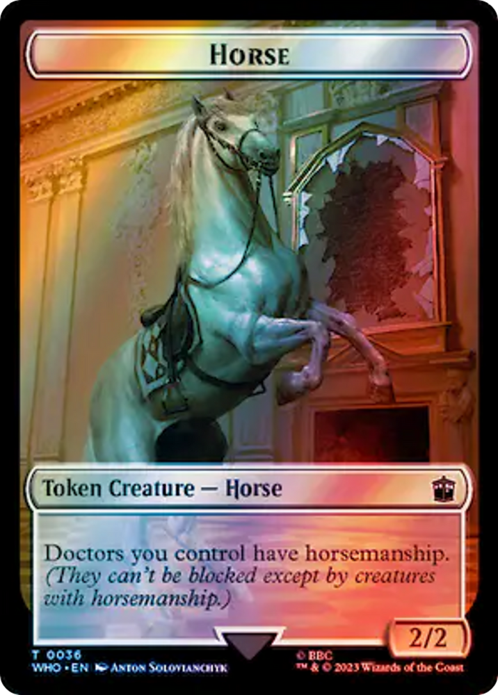 Horse // Food (0057) Double-Sided Token (Surge Foil) [Doctor Who Tokens] Magic: The Gathering