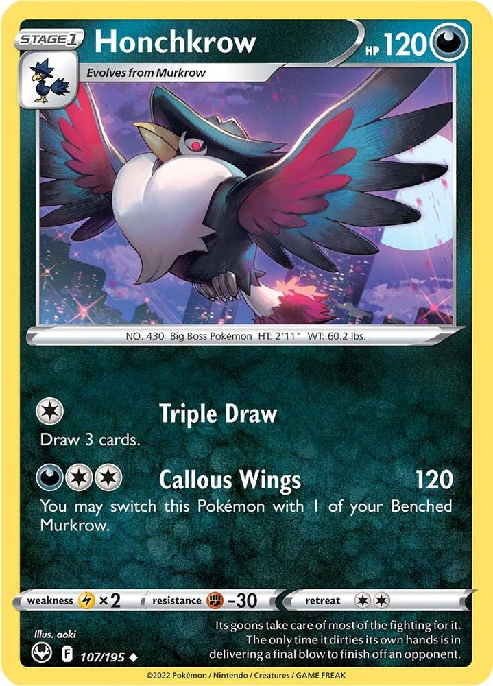 Honchkrow (107/195) [Sword & Shield: Silver Tempest] Pokémon