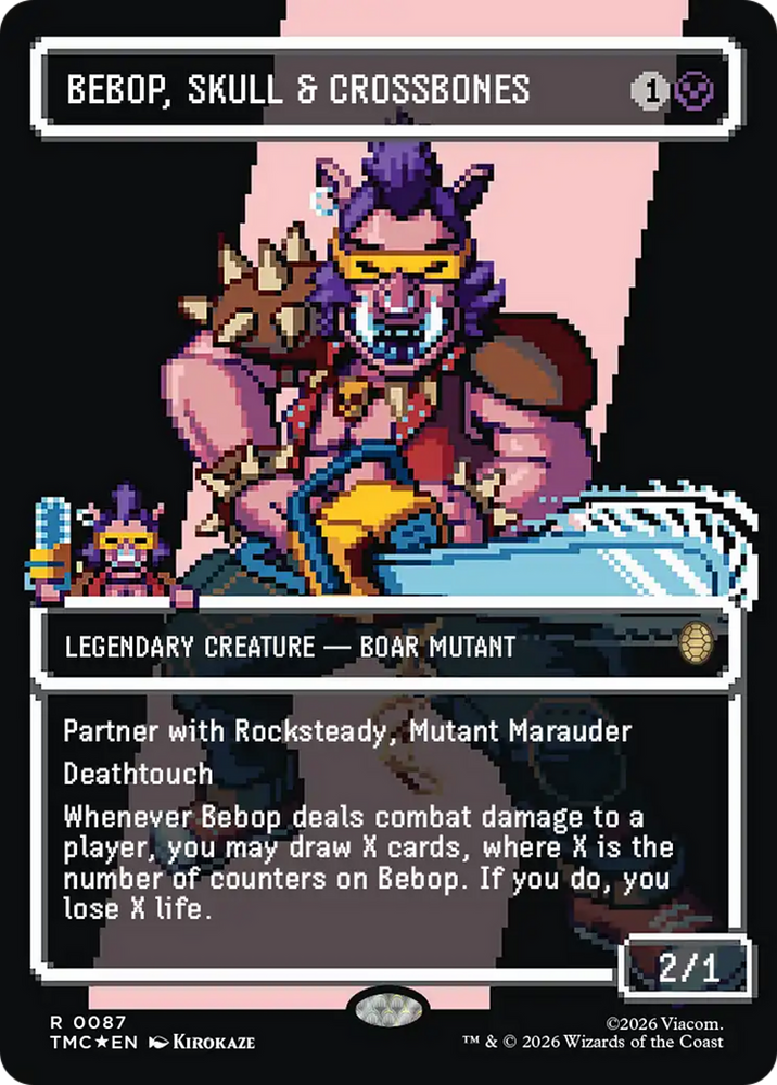 Bebop, Skull & Crossbones (Borderless) (Surge Foil) [Teenage Mutant Ninja Turtles Commander] Magic: The Gathering