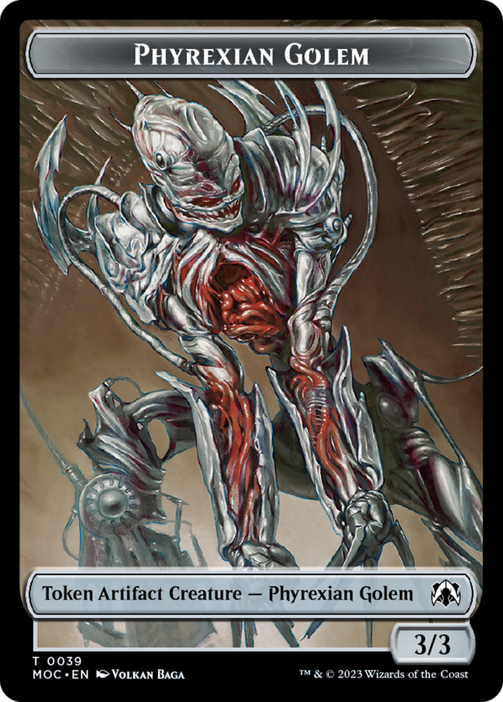 Phyrexian Golem // Construct Double-Sided Token [March of the Machine Commander Tokens] Magic: The Gathering