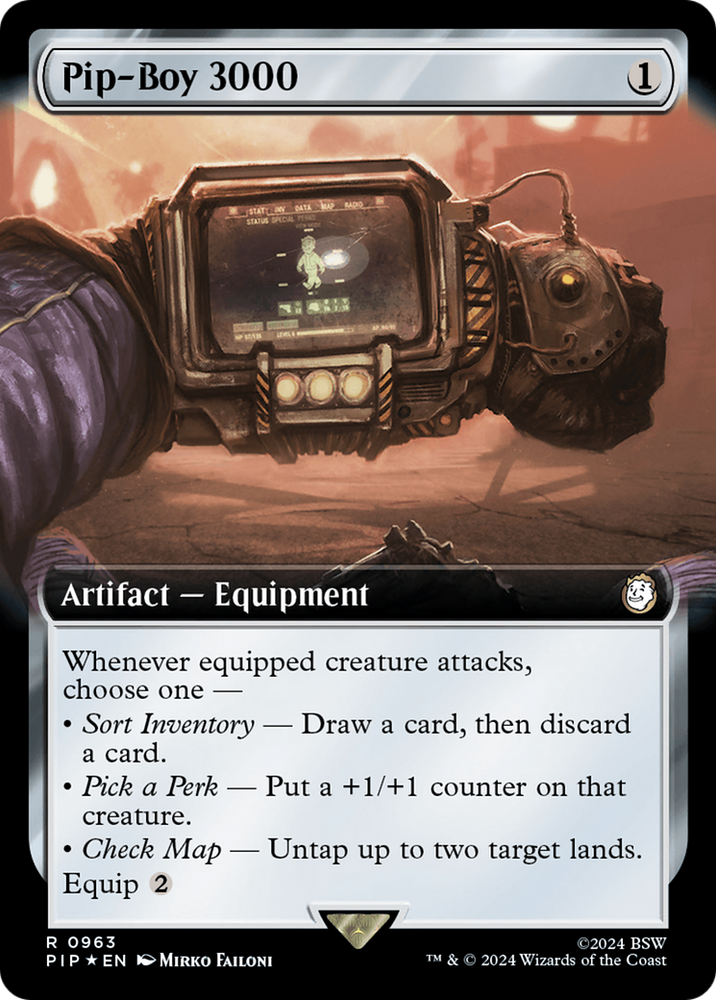 Pip-Boy 3000 (Extended Art) (Surge Foil) [Fallout] Magic: The Gathering