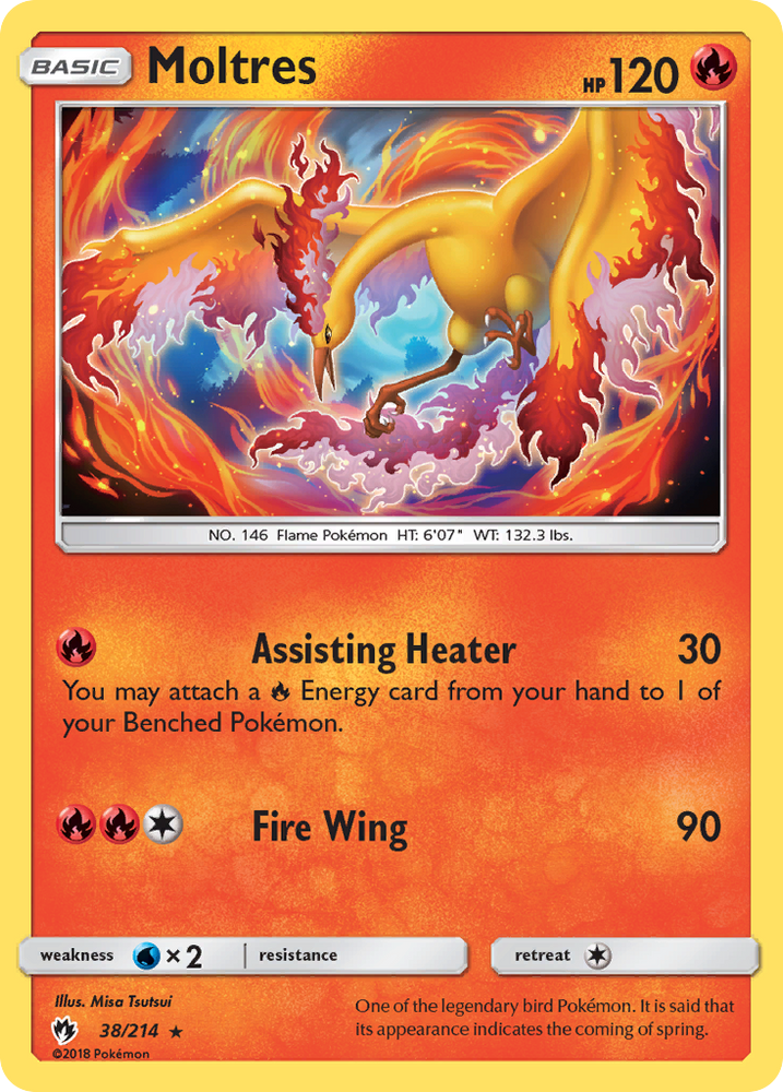 Moltres (38/214) (Reverse Holo) [Sun & Moon: Lost Thunder] Pokémon