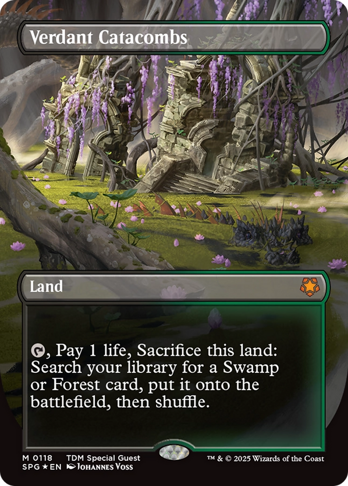 Verdant Catacombs (Borderless) (Dragonscale Foil) [Tarkir: Dragonstorm Special Guests] Magic: The Gathering