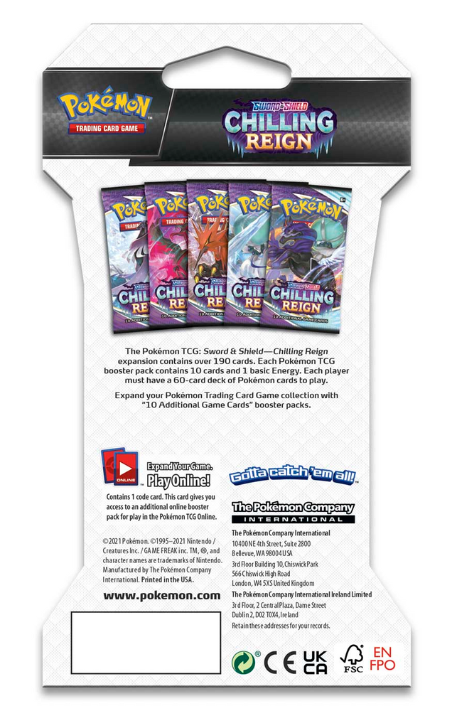 Sword & Shield: Chilling Reign - Sleeved Booster Pack Pokémon