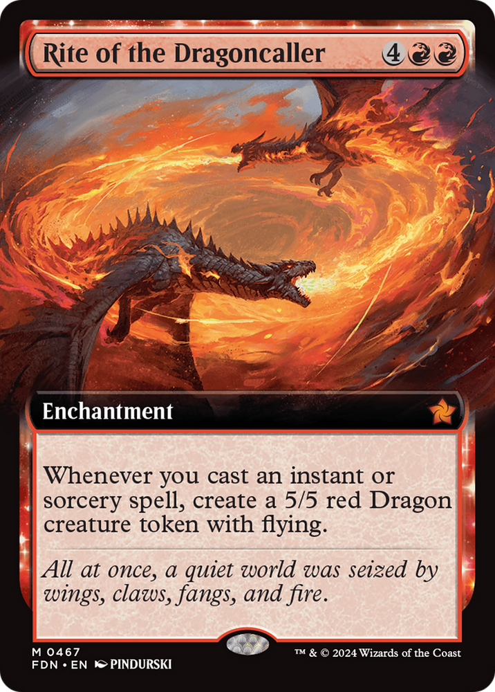 Rite of the Dragoncaller (Extended Art) [Foundations] Magic: The Gathering
