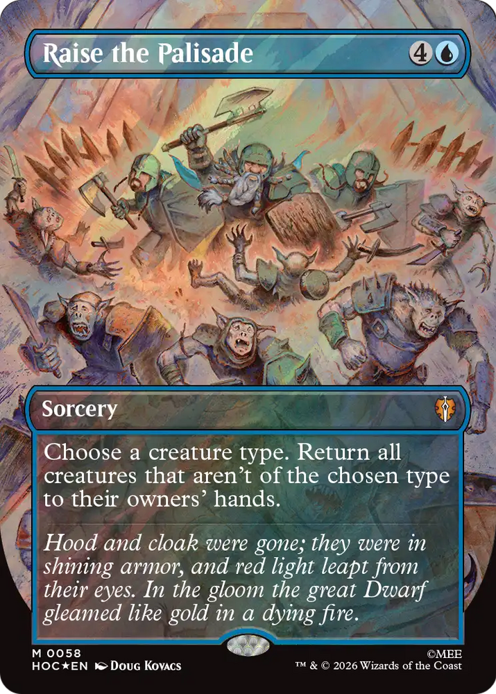 Raise the Palisade (Borderless) (Surge Foil) [The Hobbit: Eternal-Legal] Magic: The Gathering