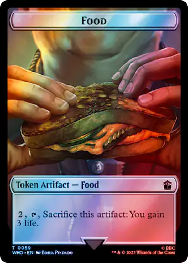 Alien Rhino // Food (0059) Double-Sided Token (Surge Foil) [Doctor Who Tokens] Magic: The Gathering