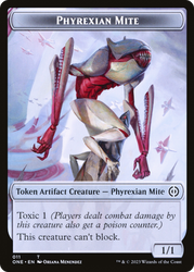 Phyrexian Mite (011) // Koth, Fire of Resistance Emblem Double-Sided Token [Phyrexia: All Will Be One Tokens] Magic: The Gathering