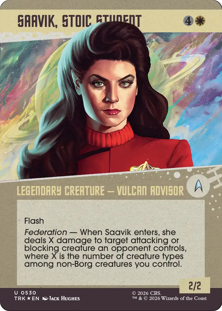 Saavik, Stoic Student (Showcase) (Surge Foil) [Star Trek] Magic: The Gathering