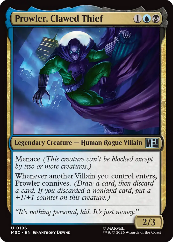 Prowler, Clawed Thief (Surge Foil) [Marvel Super Heroes] Magic: The Gathering