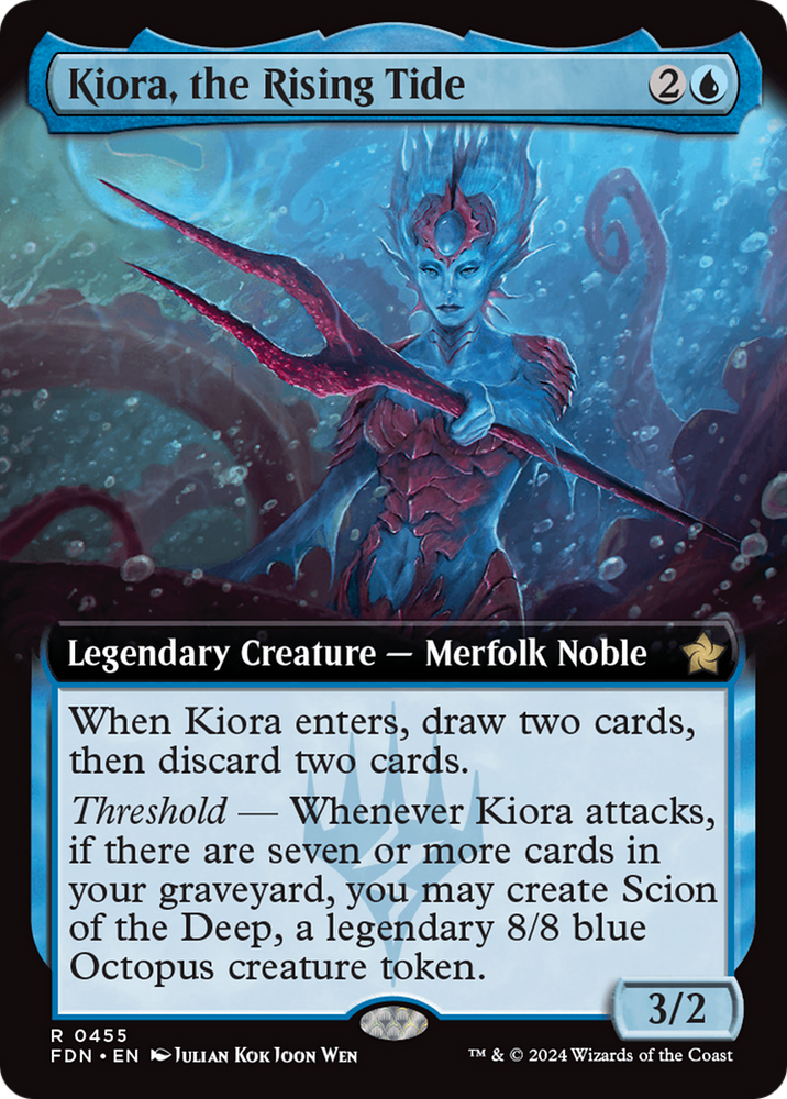 Kiora, the Rising Tide (Extended Art) [Foundations] Magic: The Gathering