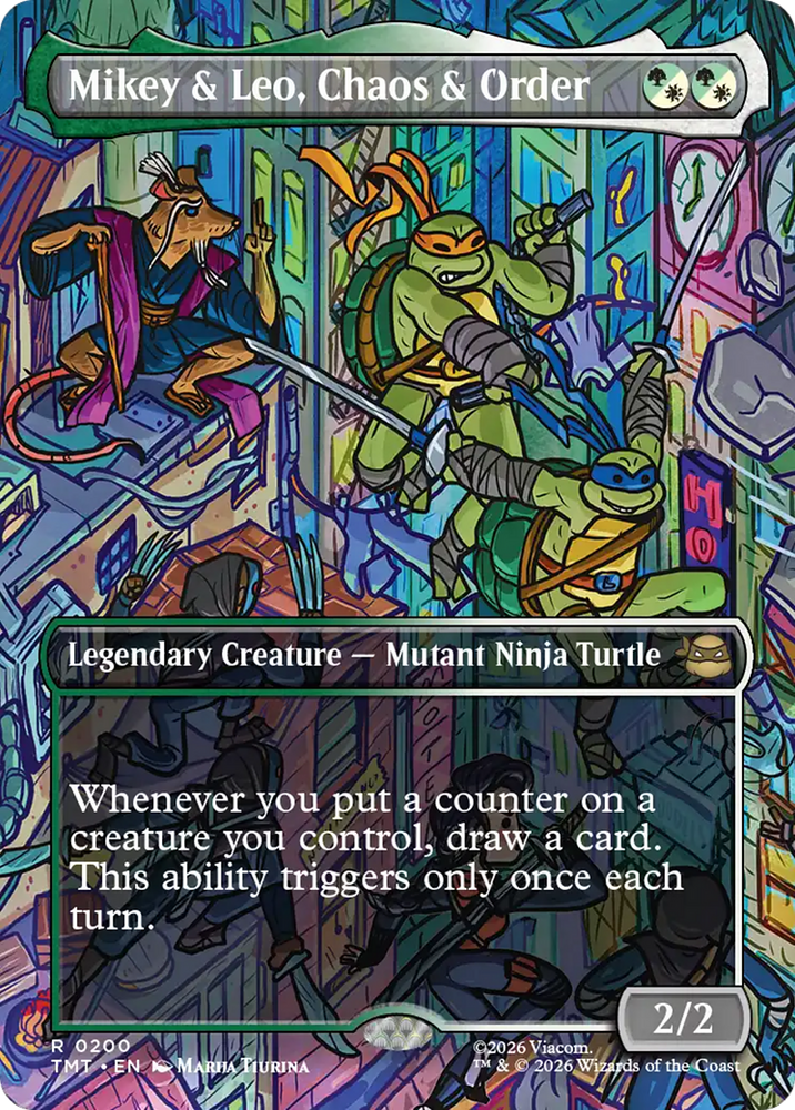 Mikey & Leo, Chaos & Order (Borderless) [Teenage Mutant Ninja Turtles] Magic: The Gathering