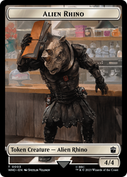 Alien Rhino // Mutant Double-Sided Token [Doctor Who Tokens] Magic: The Gathering