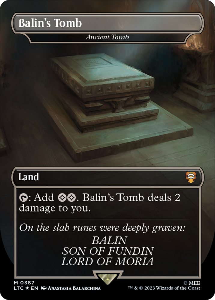 Balin's Tomb - Ancient Tomb (Borderless) (Surge Foil Realms and Relics) [The Lord of the Rings: Tales of Middle-Earth Commander] Magic: The Gathering