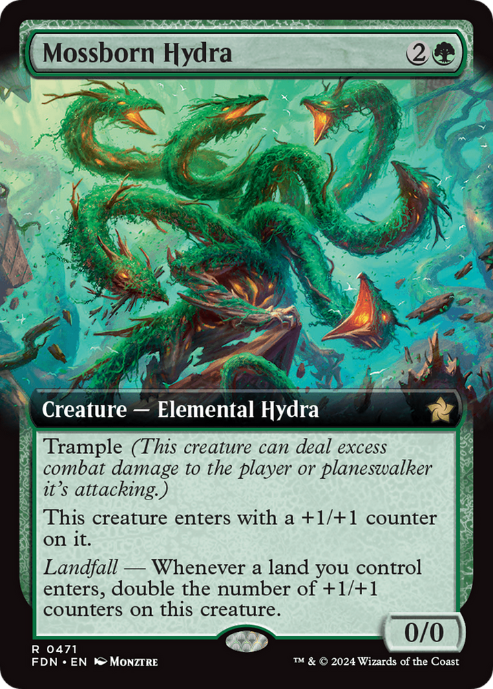 Mossborn Hydra (Extended Art) [Foundations] Magic: The Gathering